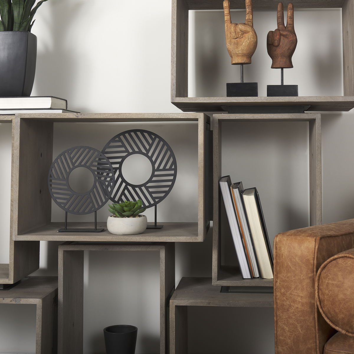 Micra  Matte Black Metal Decorative Object on a Stand, by Mercana, 11.02" length x 2.99" width x 13.39" height View 5