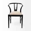 Trixie Curved Back Dining Arm Chair | Dark Taupe Fabric with Wooden, Dining Chair by Mercana, 20" length x 24" width x 31.25" height thumbnail 5