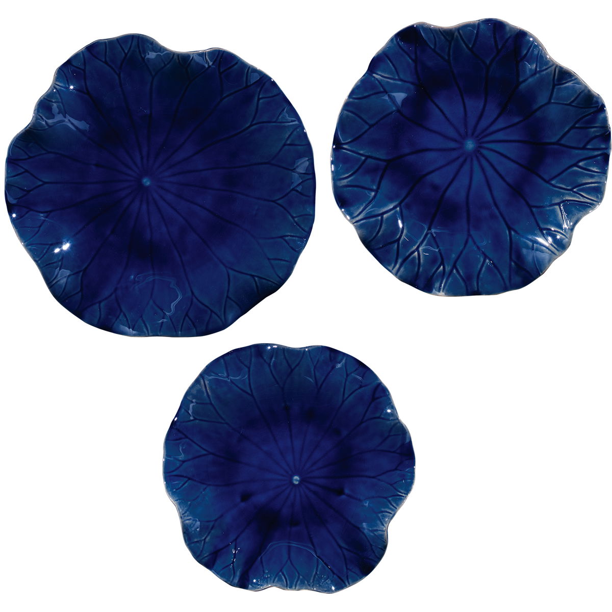 Abella Blue Ceramic Wall Decor Set/3, Art by Uttermost, 17.87" width x 17.87" height x 3.87" depth View 1