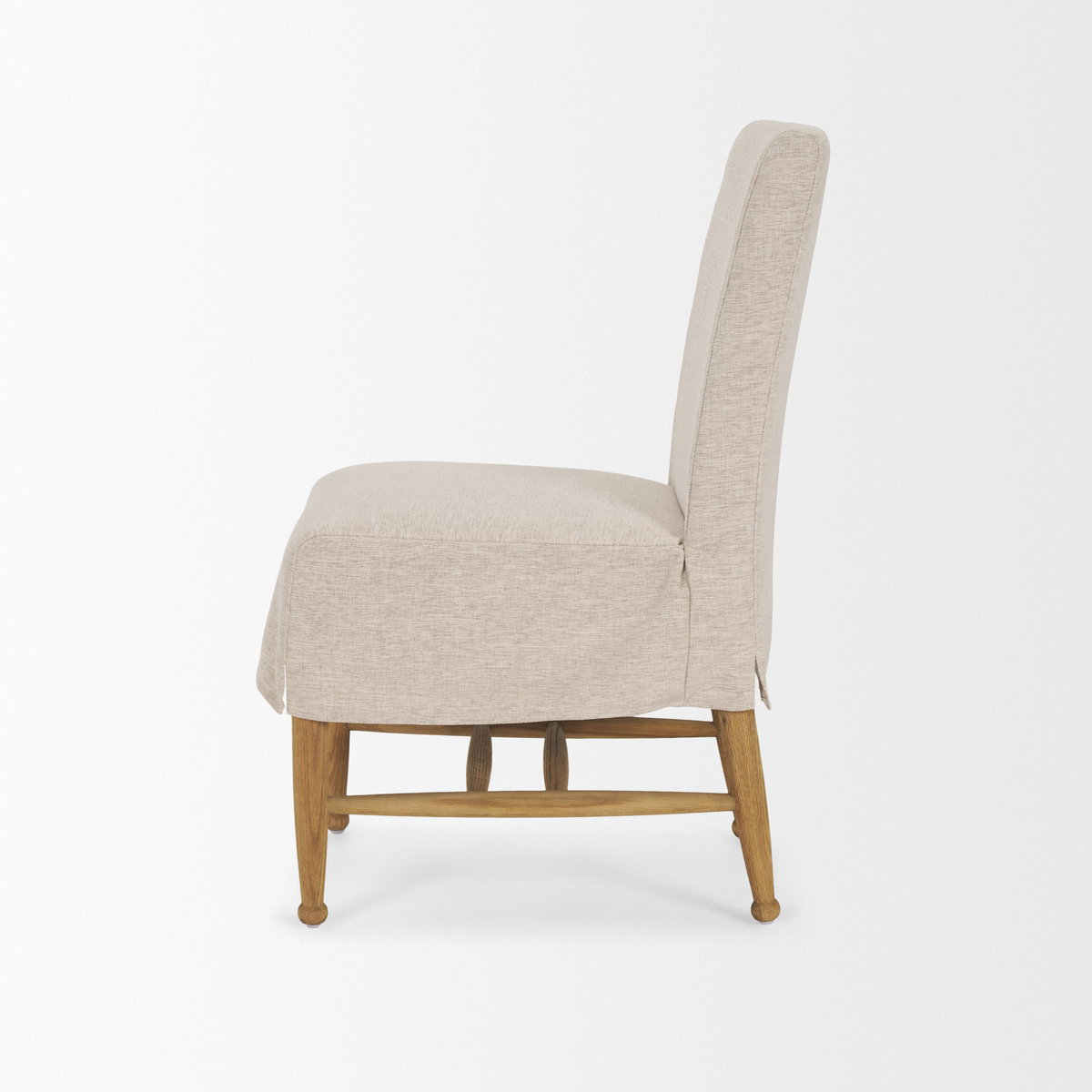 Whitley Oatmeal Performance Fabric with Oak Wood Dining Chair, by Mercana, 19.25" length x 24" width x 35" height View 4