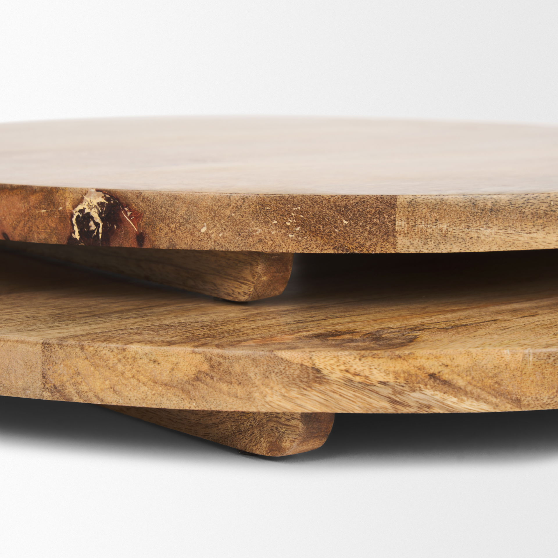 Karana Natural Solid Wood Round Serving Boards large image 