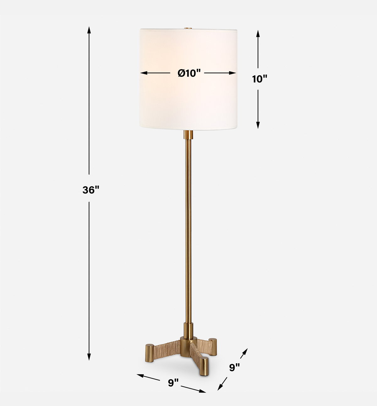 Lautoka Brass Buffet Lamp, by Uttermost, 10" width x 36" height x 10" depth View 3