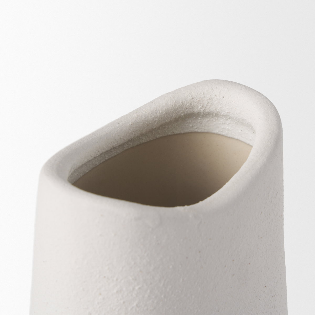 Darian Tall Textured Matte White Ceramic Vase, by Mercana, 5.71" length x 3.94" width x 11.02" height View 10