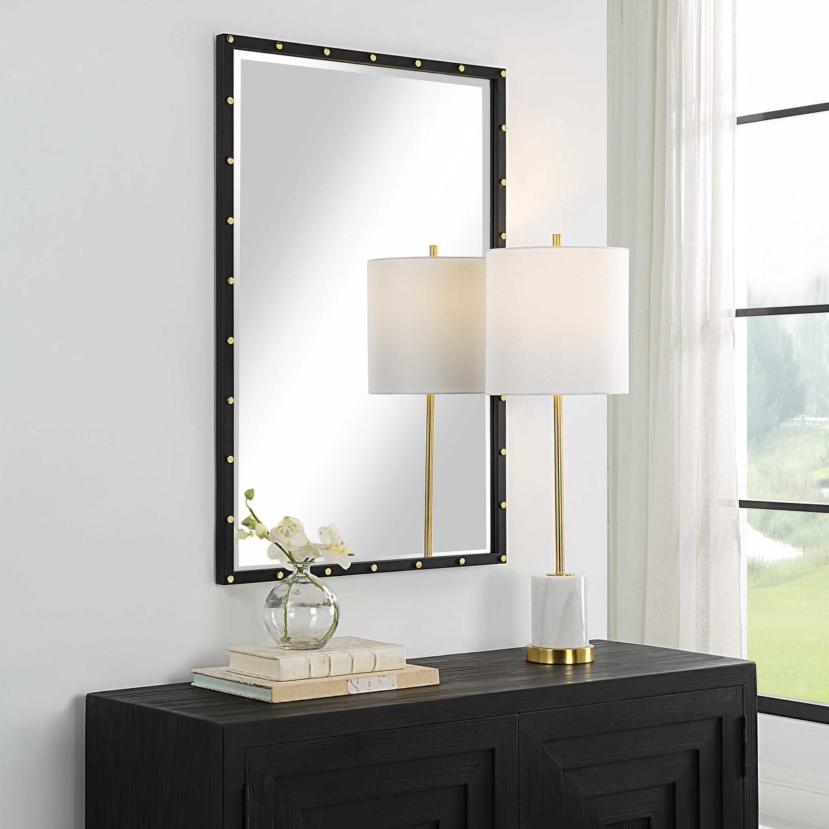 Benedo Industrial Vanity Mirror, by Uttermost, 2' width x 2'11.87" height x 1.12" depth View 4