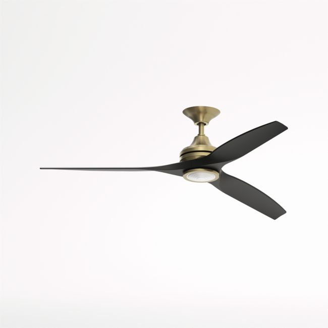 Online Designer Living Room Fanimation Spitfire 60" Brushed Brass/Black Indoor/Outdoor Ceiling Fan with LED Light