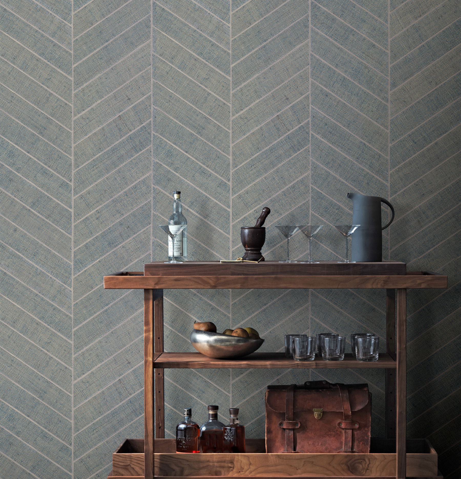 Atelier Herringbone Light Grey Wallpaper large image 