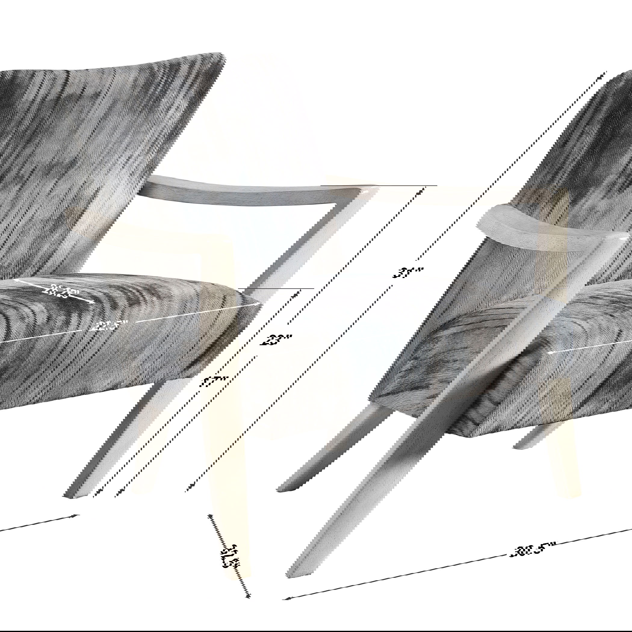 Watercolor Gray Chenille Accent Chair, Furniture by Uttermost, 30.5" width x 31" height x 32.5" depth View 3