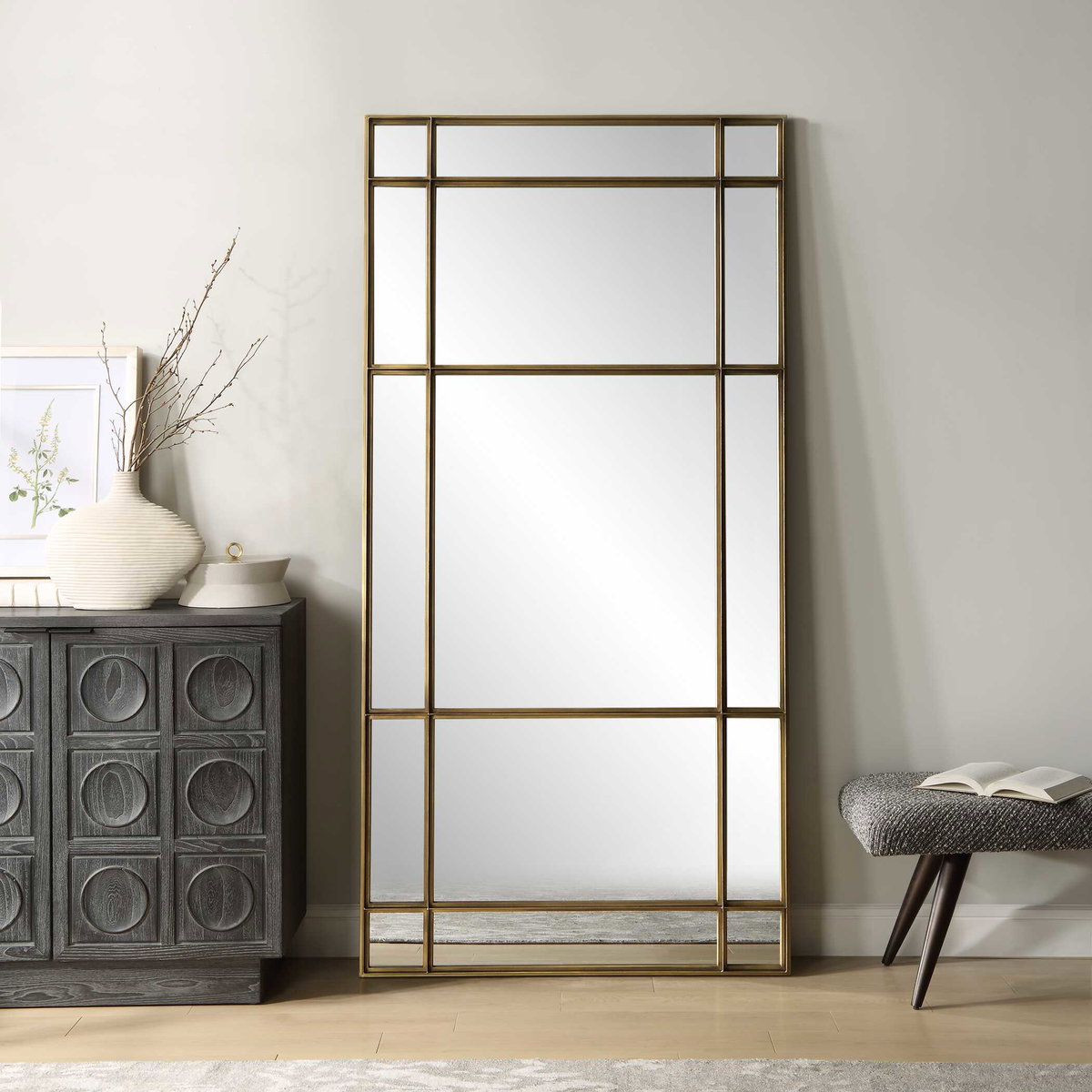 Spurgeon Gold Window Mirror, by Uttermost, 3'3.37" width x 6'7.75" height x 1.87" depth View 6