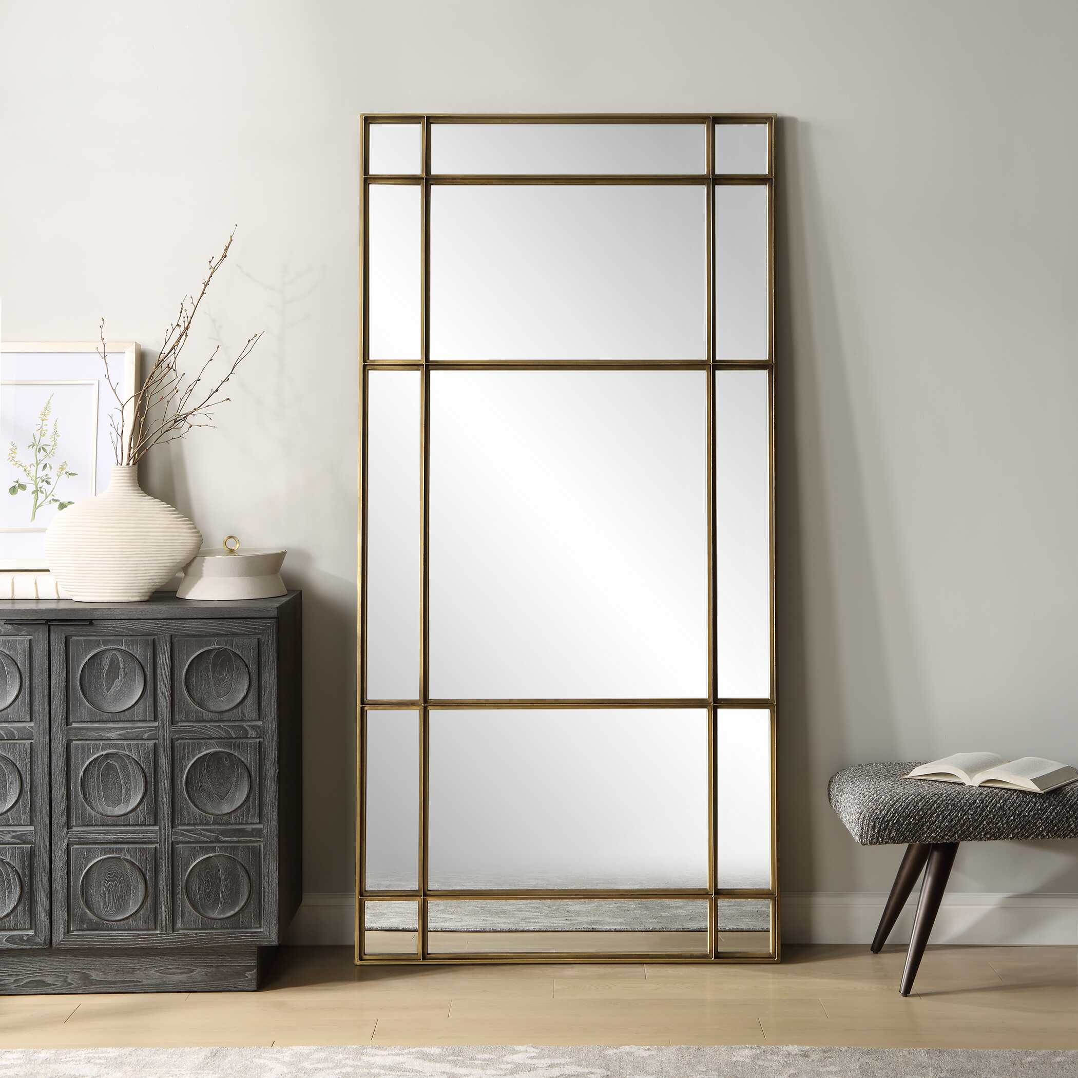 Spurgeon Gold Window Mirror, by Uttermost, 39.37" width x 79.75" height x 1.87" depth View 6