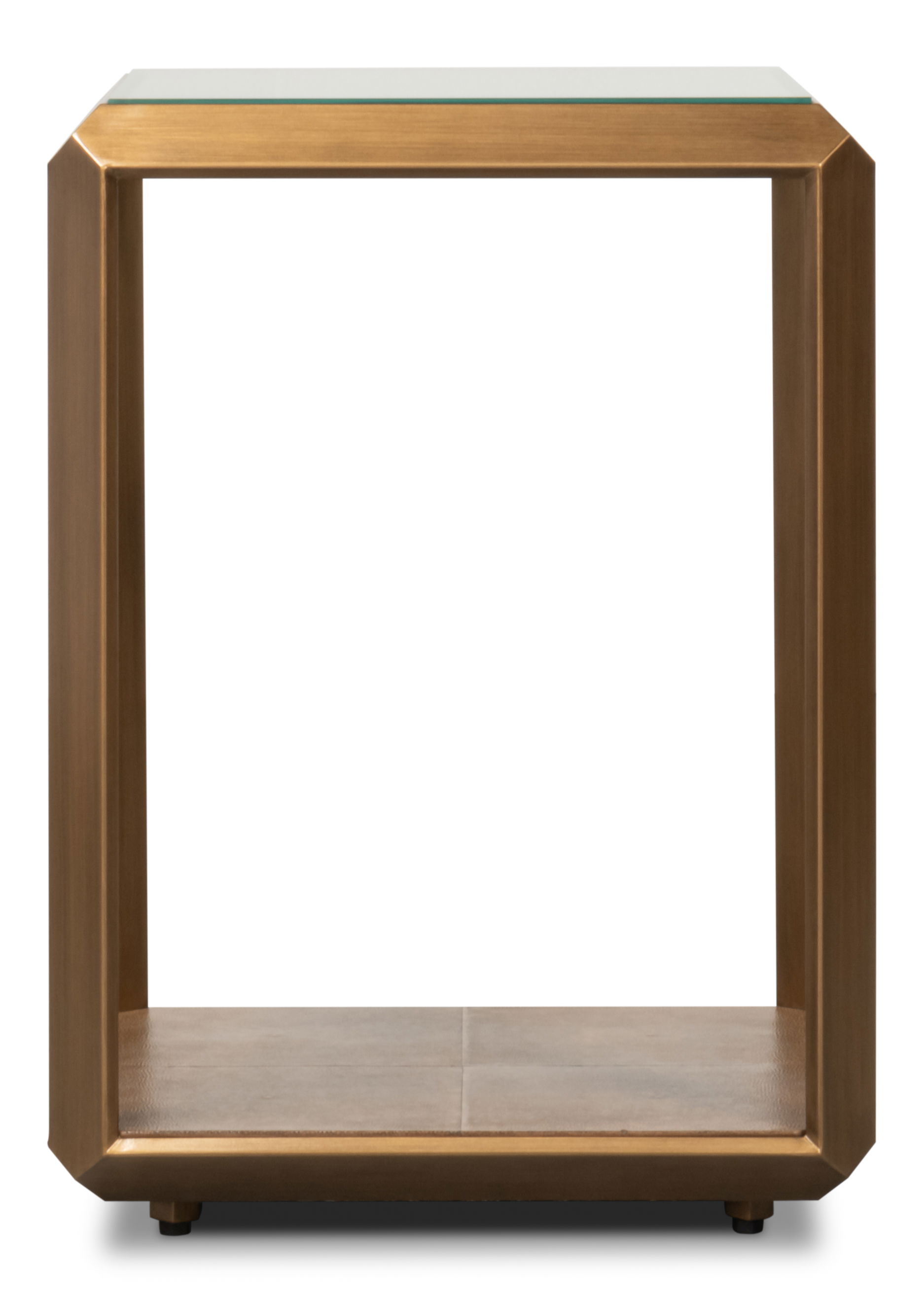 Gilbert Shagreen Side Table, Tawny Brown, Side & End Table by Sarreid, 18" length x 18" width x 24" height View 3