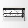 Amika White Marble Top Black Metal Base Kitchen Island, by Mercana, 62" length x 34" width x 36" height thumbnail 8