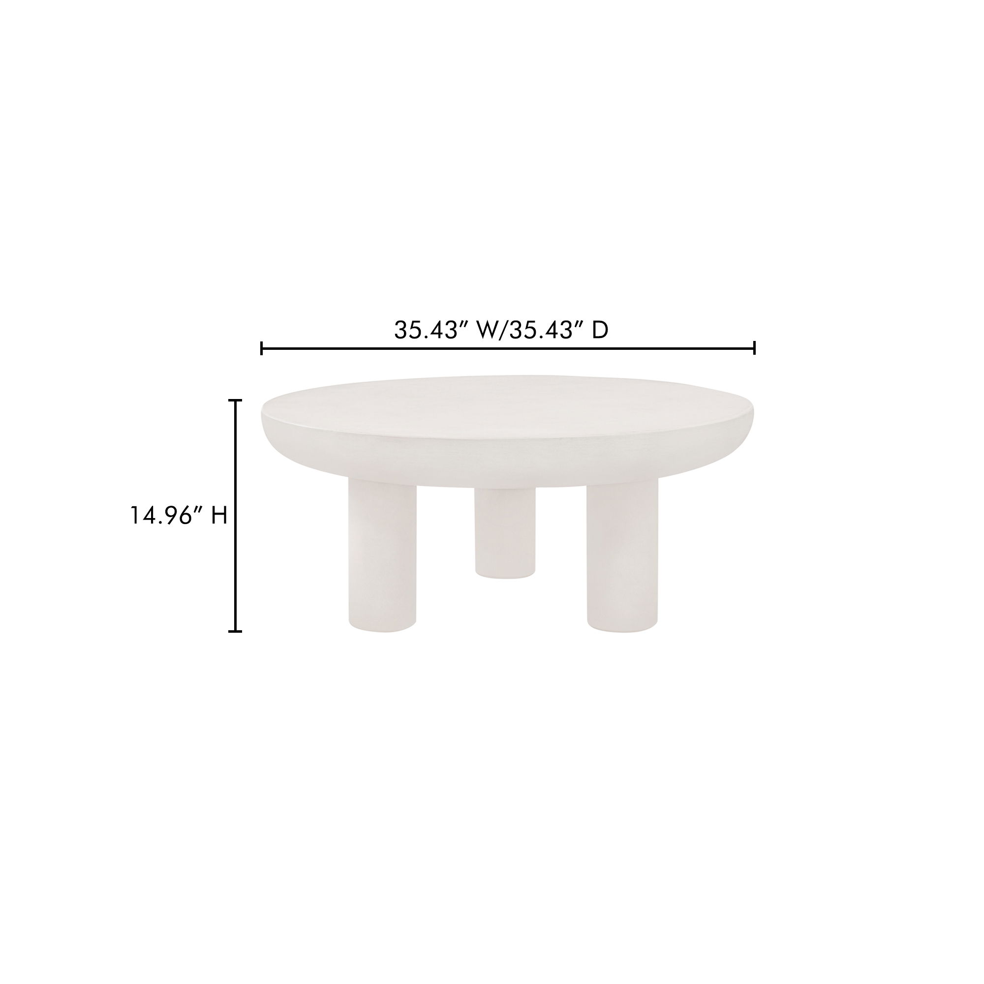 Rocca Coffee Table Cream, by Moe's Home, 35.43" width x 14.96" height x 35.43" depth View 7