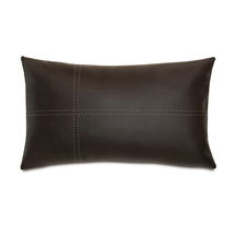 Online Designer Bedroom Chalet Faux Leather Down Lumbar Pillow Cover & Insert