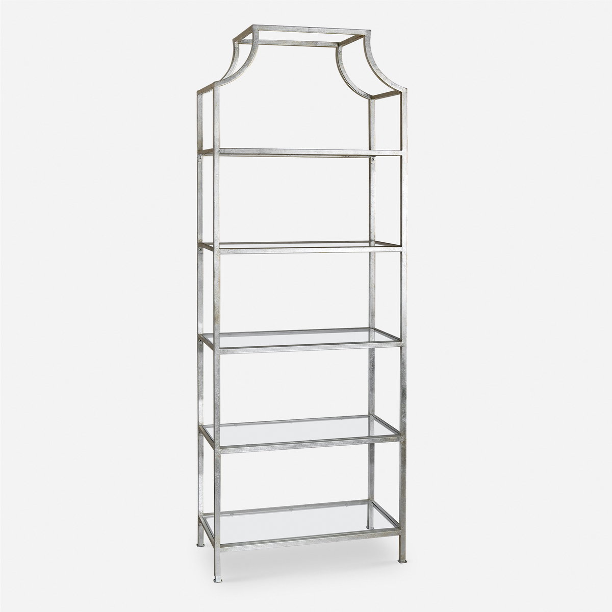 Aurelie Silver Etagere, Shelving & Bookcase by Uttermost, 30" width x 83.87" height x 15.35" depth View 1