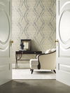Charleston Damask Silver Wallpaper thumbnail 2