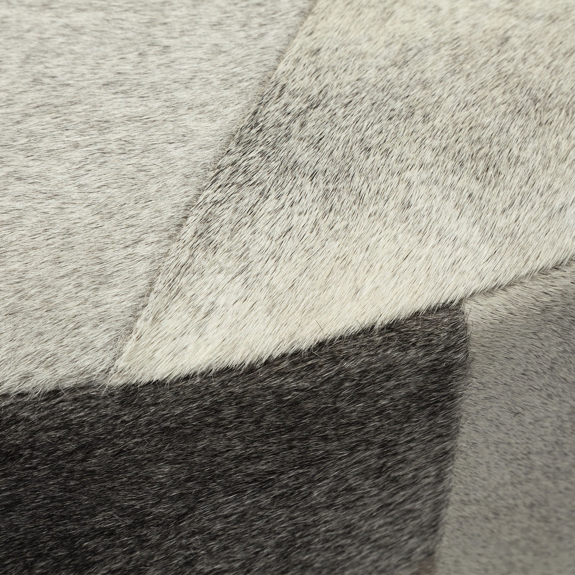 Zahavi 36' Gray Hair-On-hide with Metal Base Ottoman, by Mercana, 36" length x 36" width x 16" height View 9