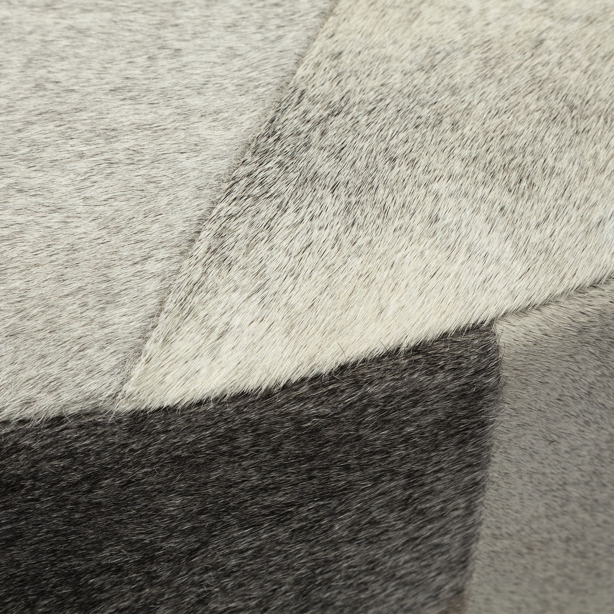 Zahavi 36' Gray Hair-On-hide with Metal Base Ottoman, by Mercana, 36" length x 36" width x 16" height View 9