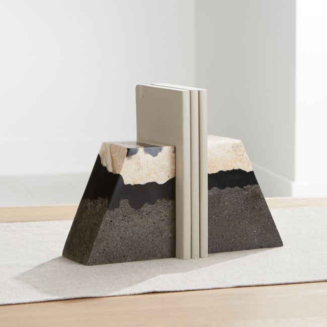 Online Designer Kitchen Lava Resin Stone Bookends, Set of 2