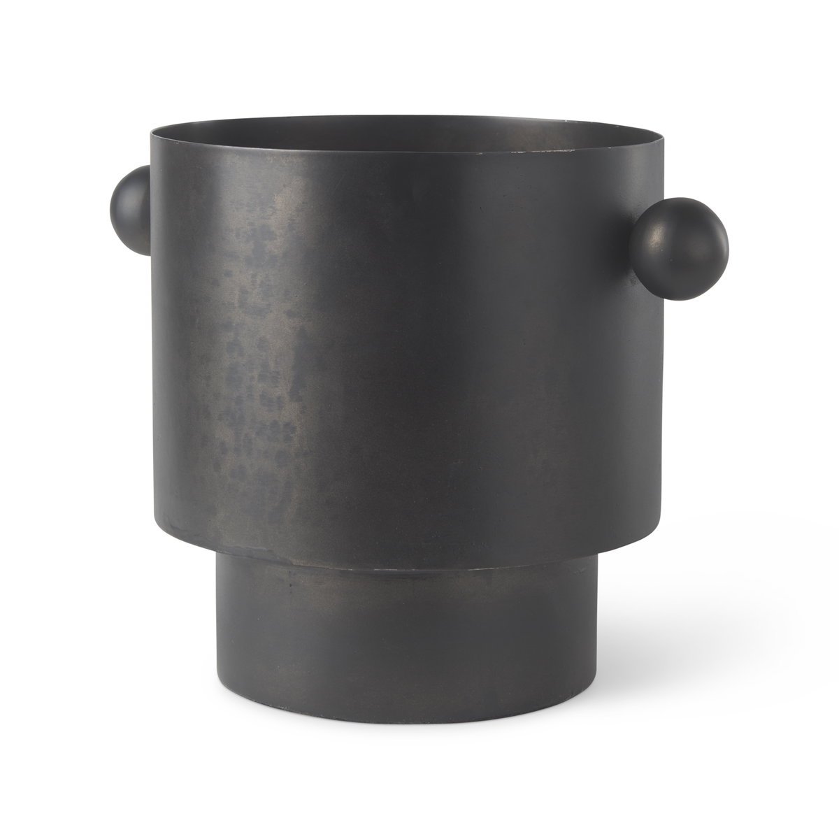 Juno 8.5H Large Black Iron Vase, by Mercana, 11" length x 8" width x 8.5" height View 1