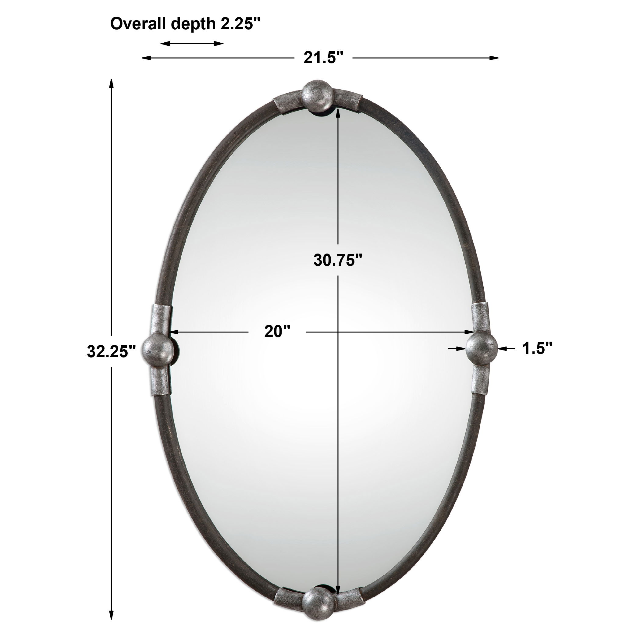 Carrick Black Oval Mirror large image 