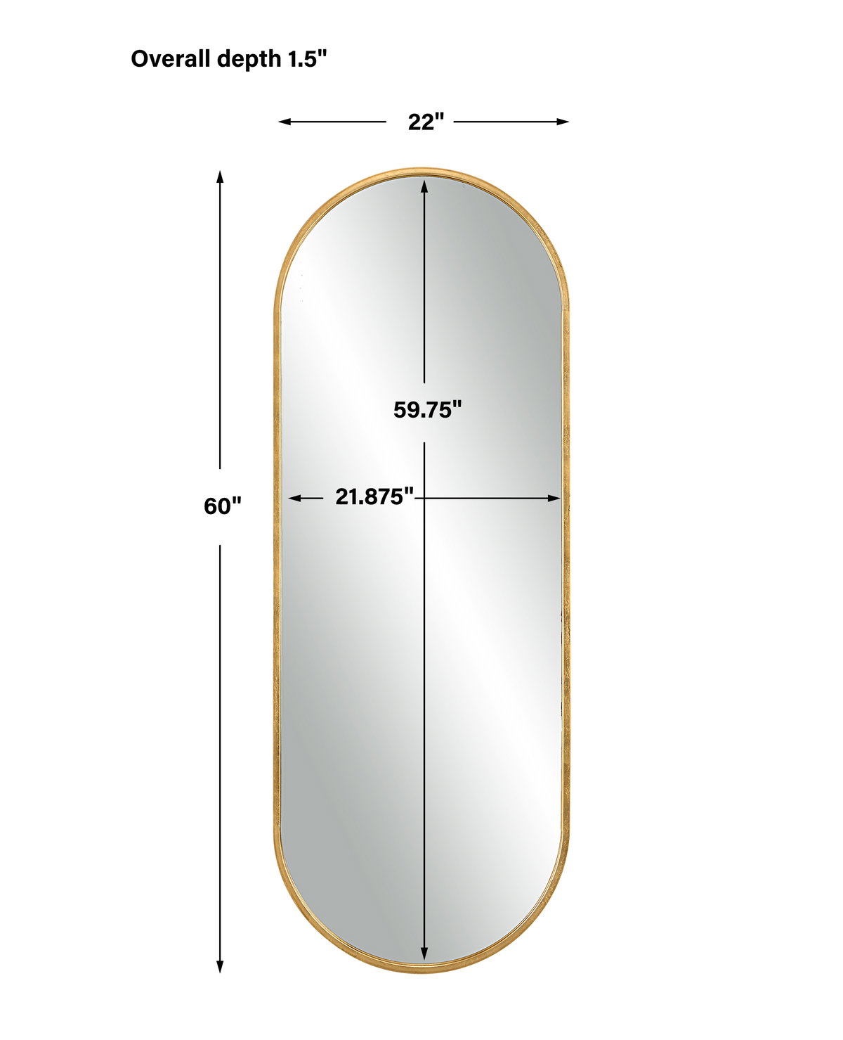 Varina Tall Gold Mirror, by Uttermost, 22" width x 60" height x 1.5" depth View 3