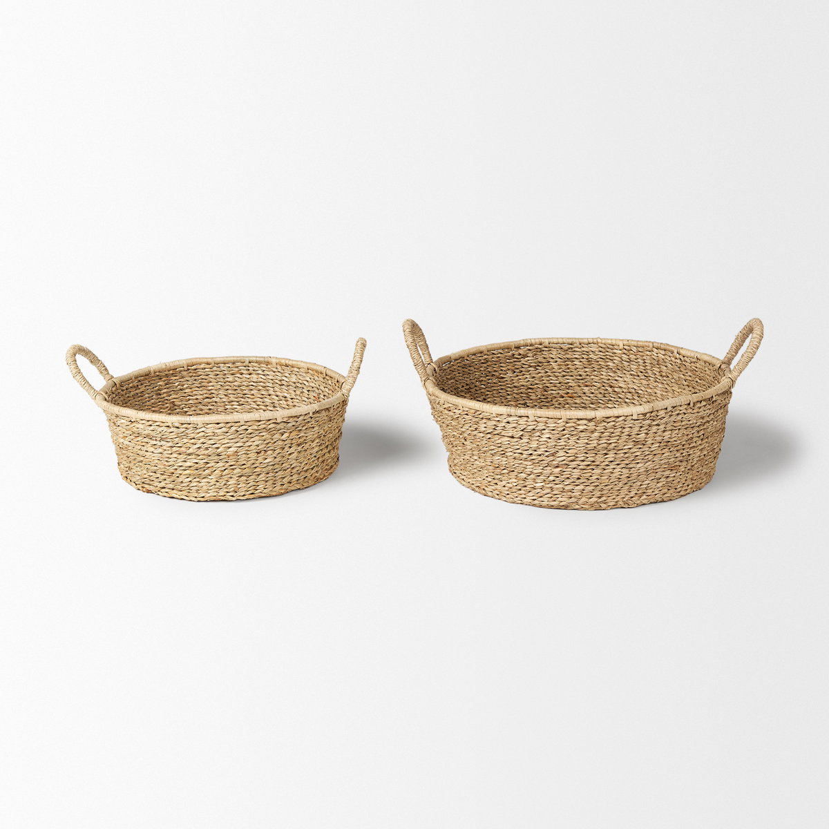 Ayanna Set of 2 Deep Nesting Seagrass Baskets with Handles, Bins & Basket by Mercana, 18.5" length x 18.5" width x 5.91" height View 3