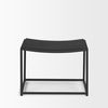 Taniel Textured Black Wood with Black Metal Stool, Ottoman by Mercana, 23.25" length x 16" width x 17" height thumbnail 3