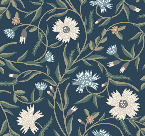 Aster Navy Wallpaper