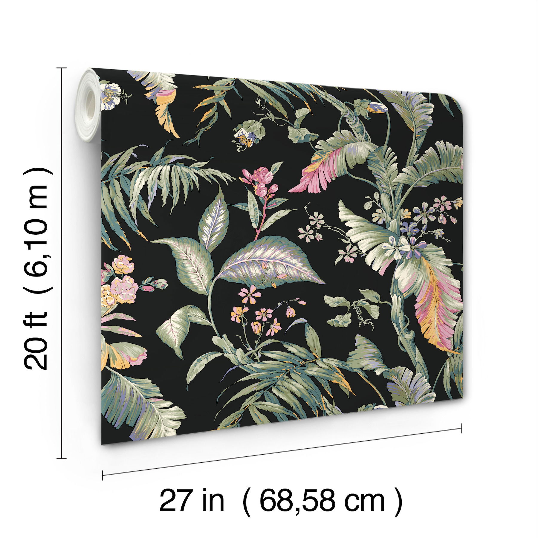 Fiji Garden Black Peel & Stick Wallpaper large image 
