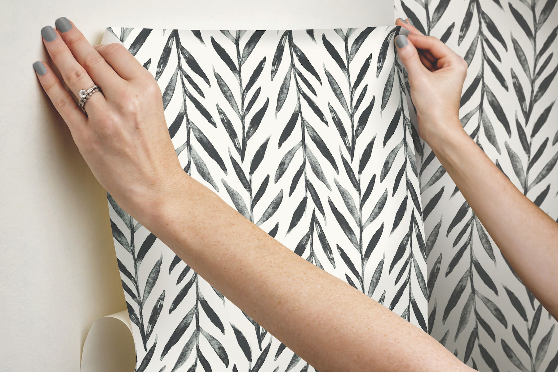 Magnolia Home Willow Black Peel & Stick Wallpaper large image 