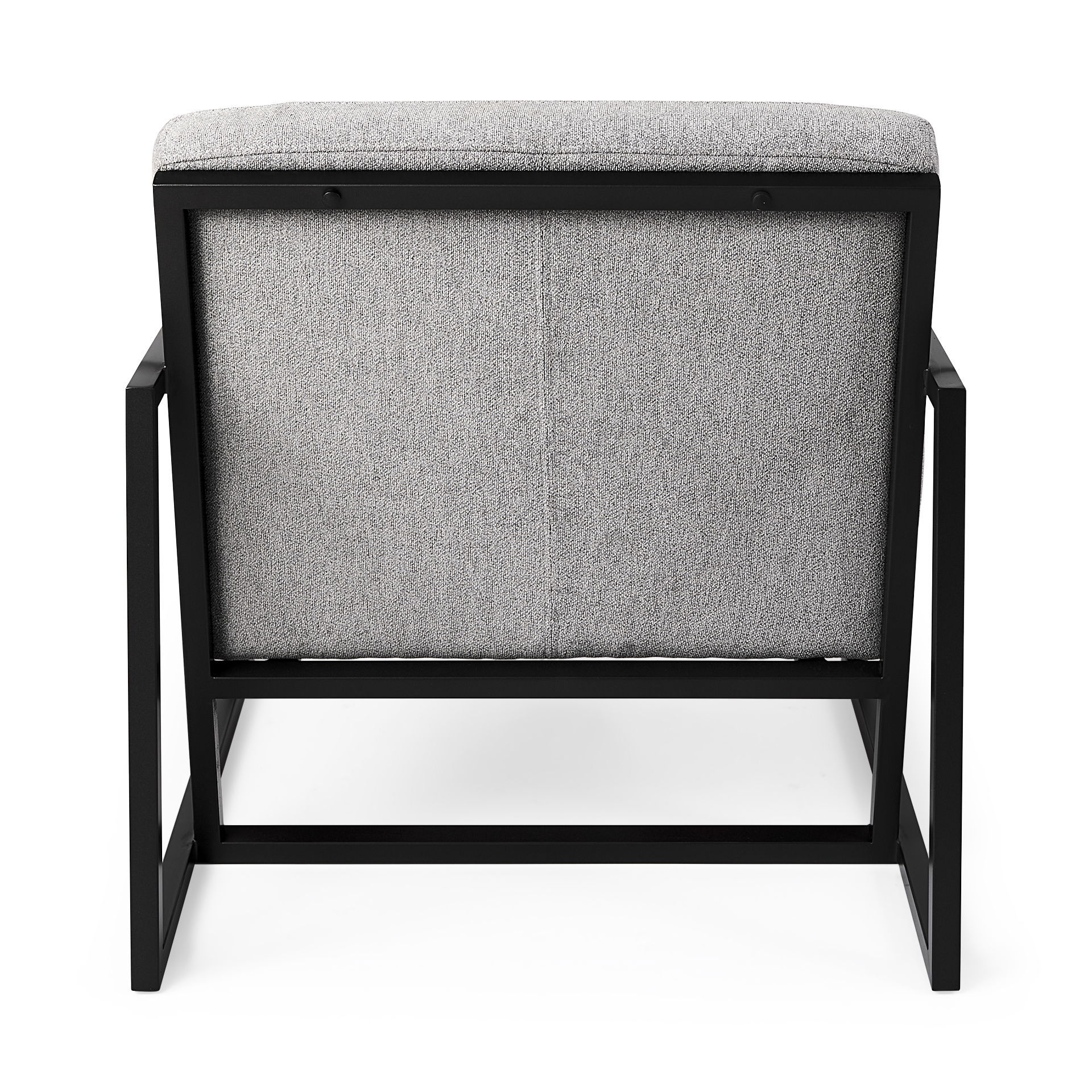 Armelle Gray Fabric Seat with Black Metal Frame Accent Chair, by Mercana, 28.35" length x 33.07" width x 29.92" height View 5