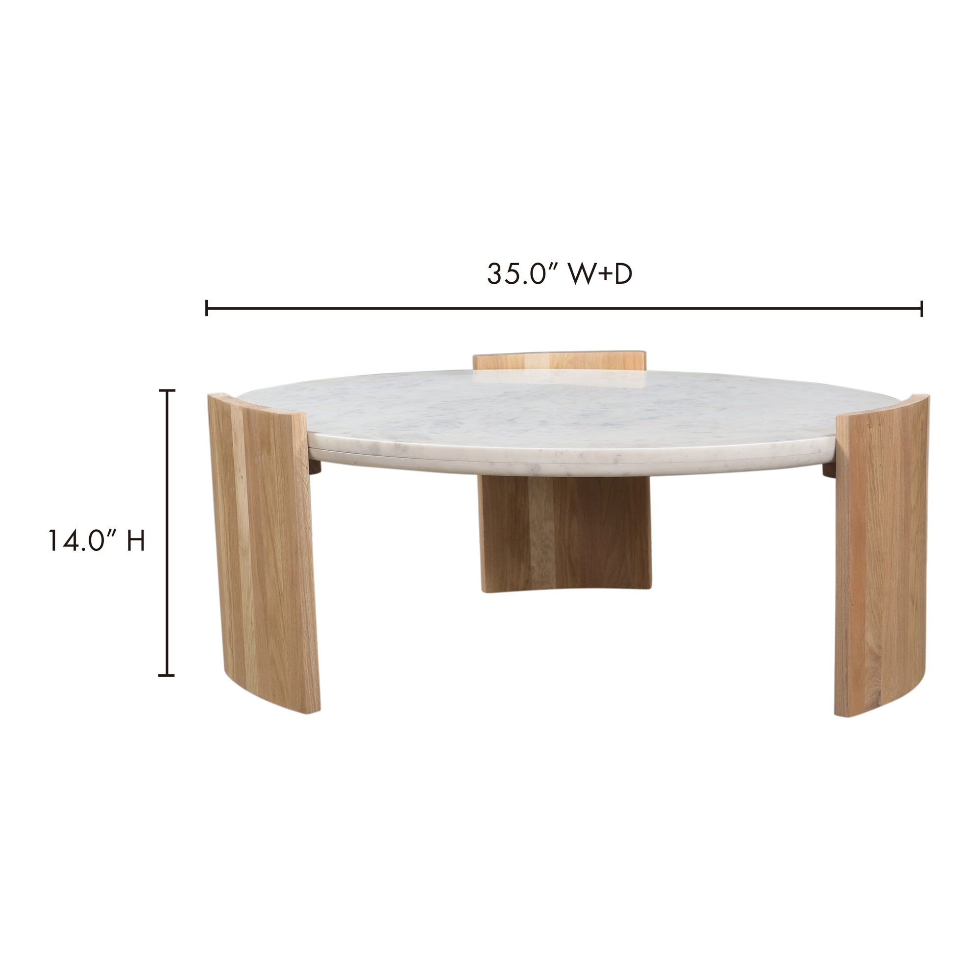 Dala Coffee Table White, by Moe's Home, 35" width x 14" height x 35" depth View 6