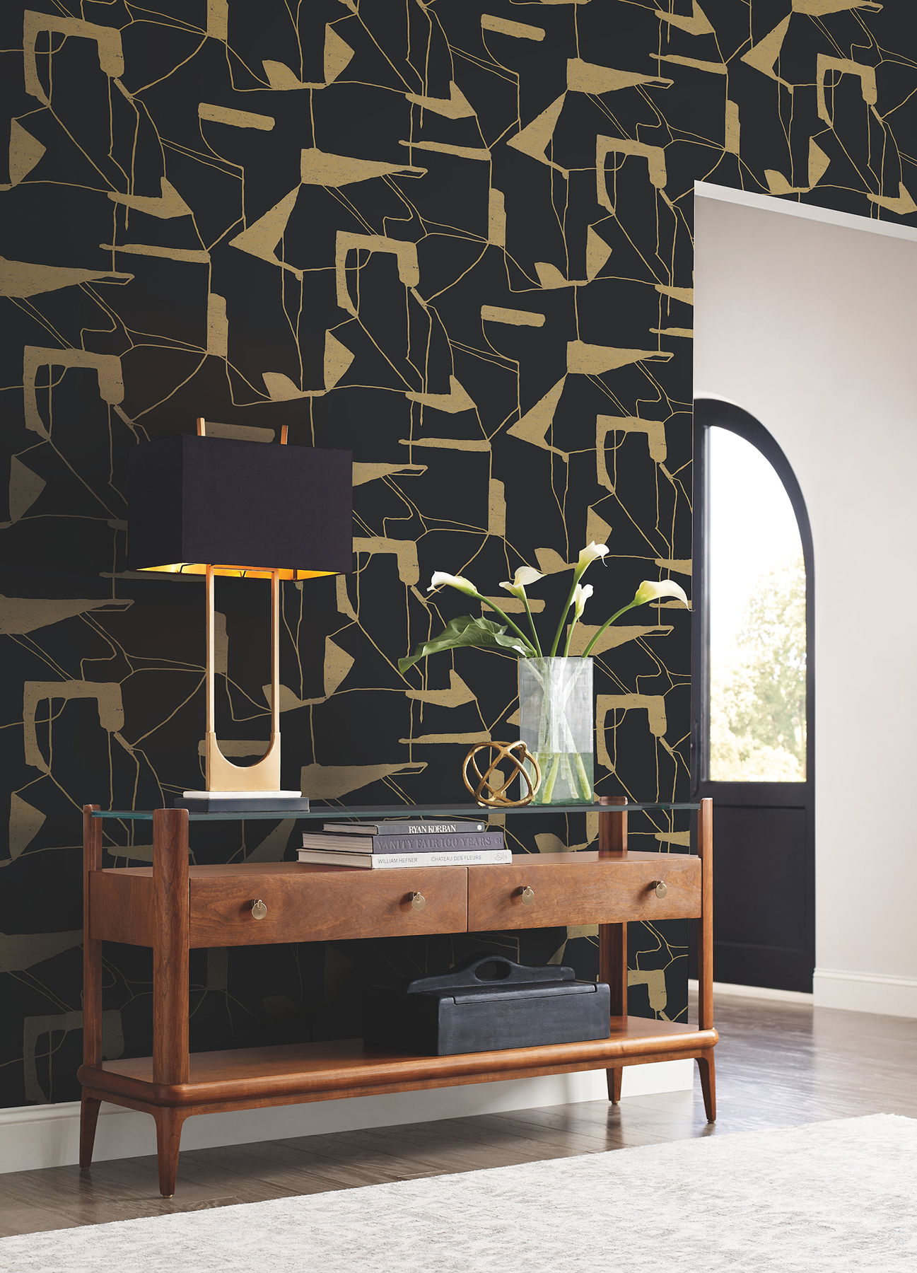 Abstract Geo Black & Gold Wallpaper large image 