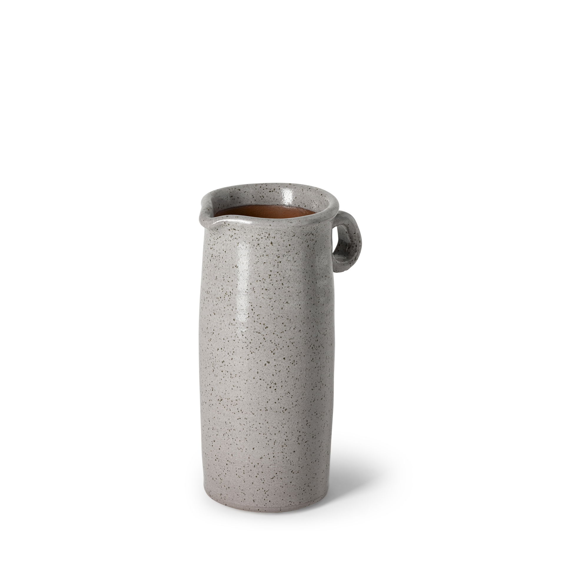 Frieda Small Freckled Gray Ceramic Jug, Decorative Jar by Mercana, 5.32" length x 3.74" width x 8.86" height View 1