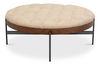 Corbet Cocktail Ottoman, Cappucino White, Coffee Table by Sarreid, 39" length x 39" width x 16" height thumbnail 3