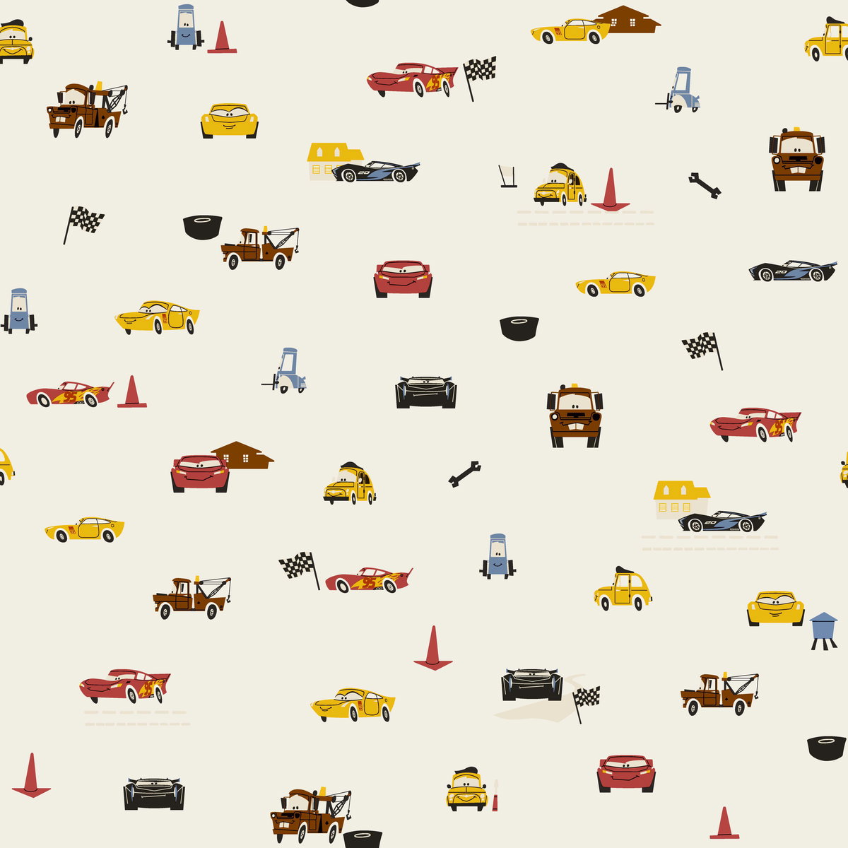 Disney & Pixar Cars Racing Spot Cream Wallpaper, by York Wall, 33' length x 1'8.5" width x 0.02" depth