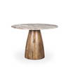 Allyson 42' Round Pedestal Dining Table | Savar Pink Marble & Brown Wood | Seats 4, by Mercana, 42" length x 42" width x 30" height thumbnail 1