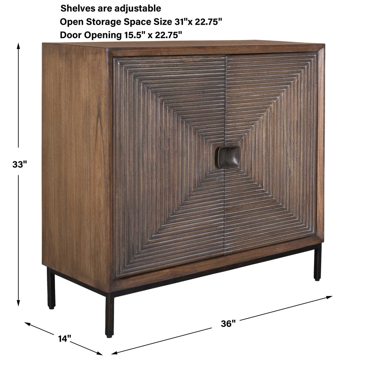 Bottom Line 2 Door Wood Cabinet, Cabinets & Chest by Uttermost, 36" width x 14" height x 33" depth View 2