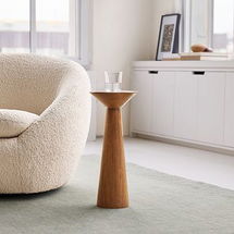 Online Designer Living Room Meyer Drink Table, Cerused White, 11.5"D