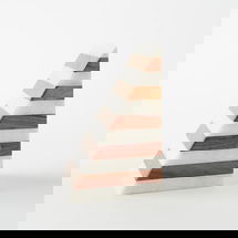 Online Designer Combined Living/Dining Striped Marble + Wood Bookend