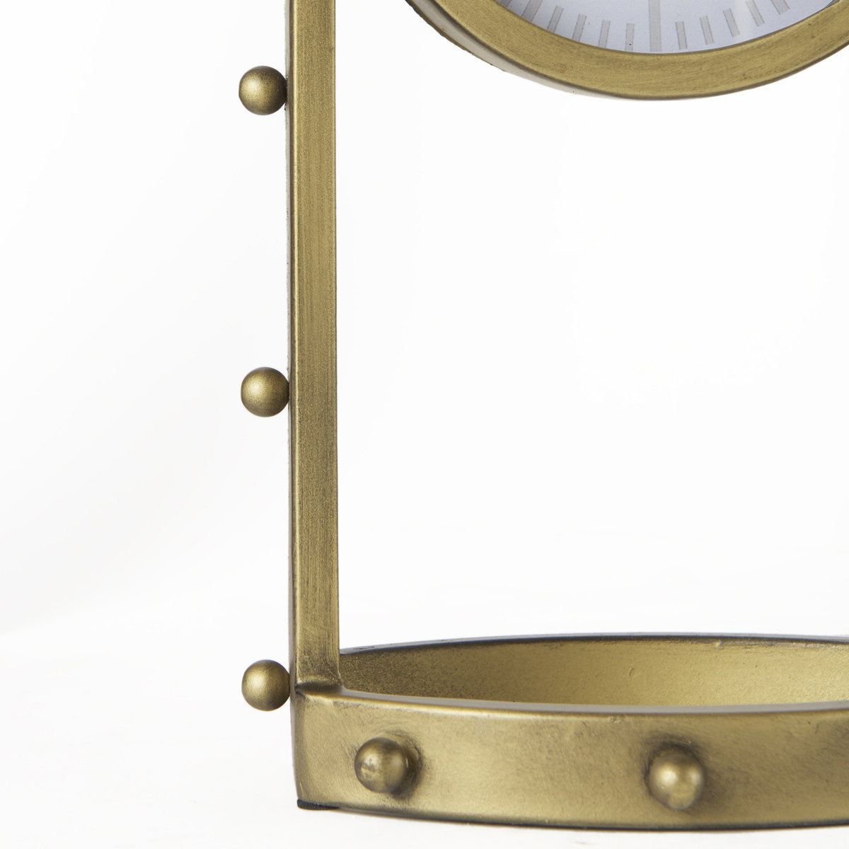 Marian  Gold Studded Table Clock, by Mercana, 7.48" length x 5.71" width x 12.99" height View 11