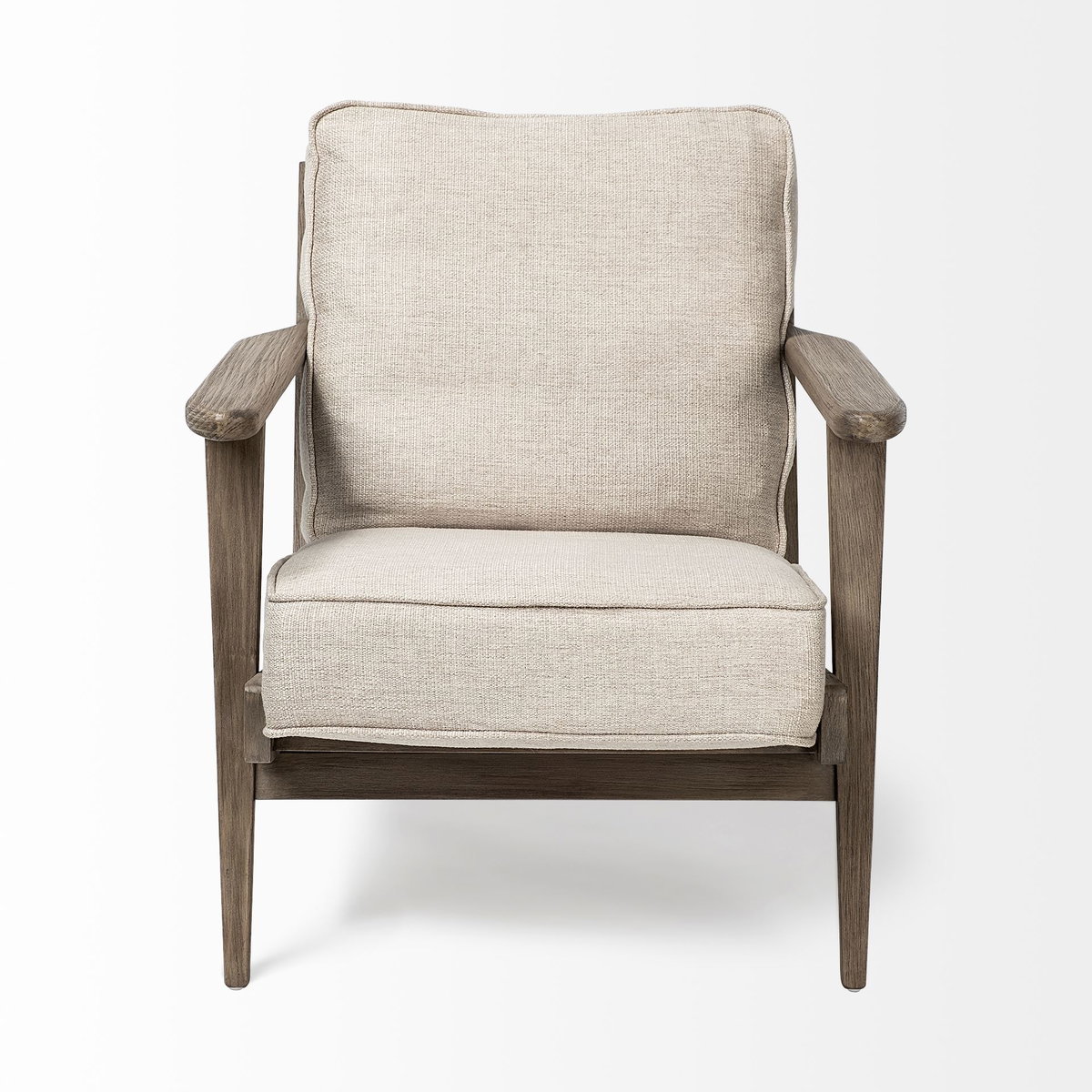Olympus VI Beige Fabric Wrapped Wooden Frame Accent Chair, by Mercana, 28" length x 31" width x 32" height View 4