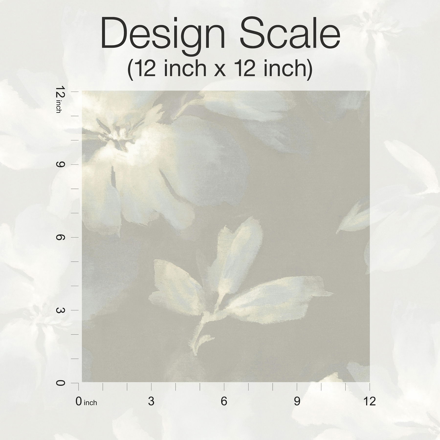 Midnight Blooms Light Blue & Grey Peel & Stick Wallpaper large image 