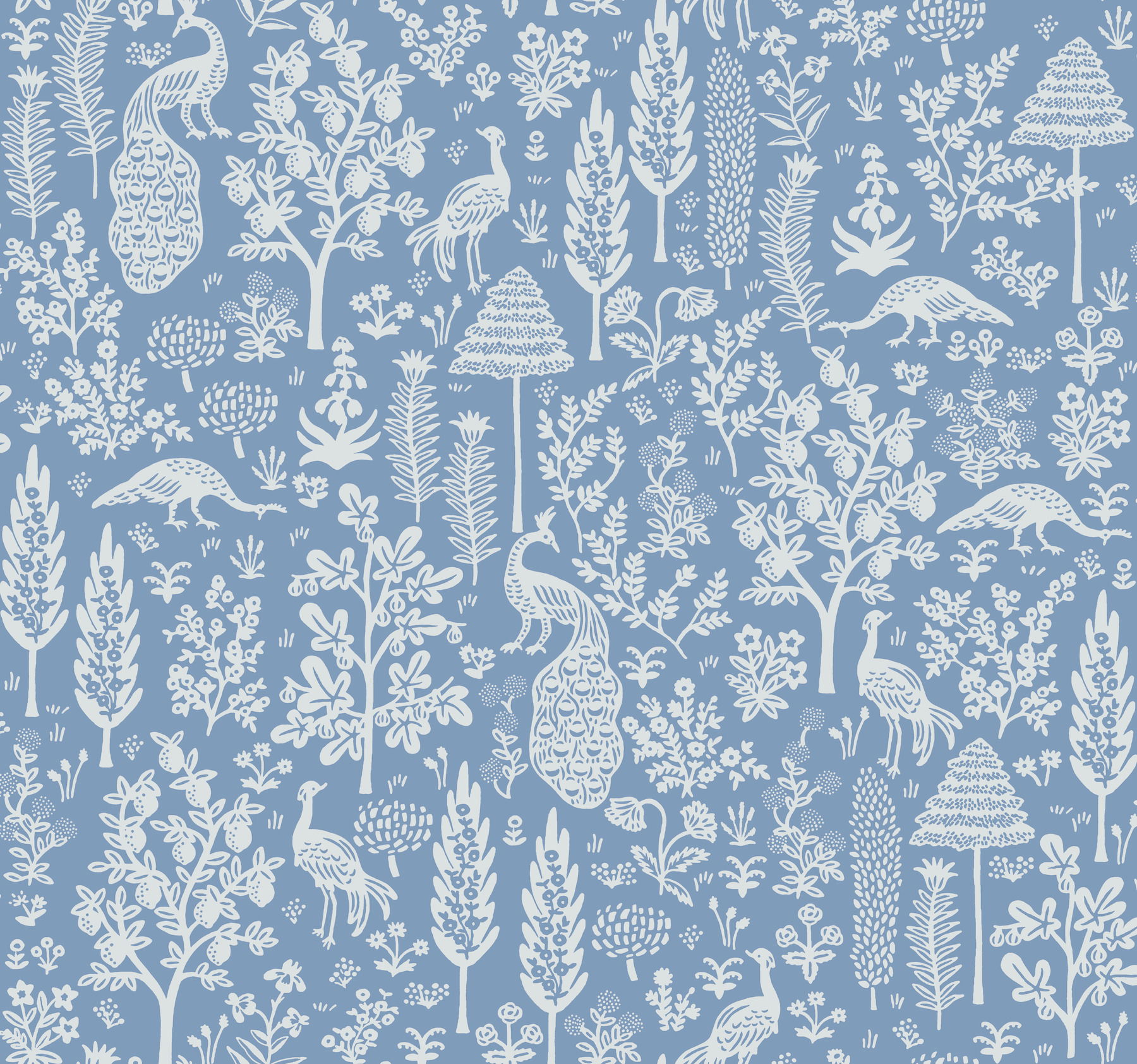 Menagerie Toile Light Blue Wallpaper large image 