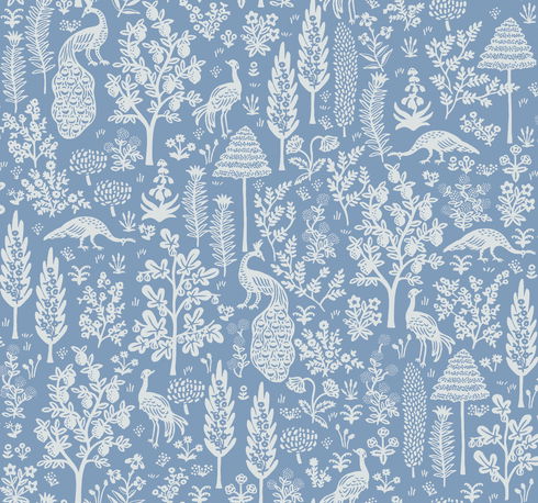 Menagerie Toile Light Blue Wallpaper