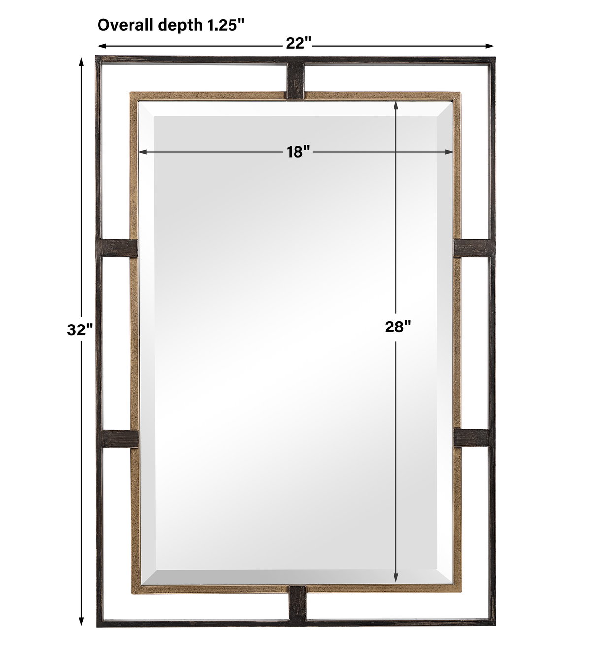 Carrizo Gold & Bronze Rectangle Mirror, by Uttermost, 22" width x 32" height x 1.25" depth View 3