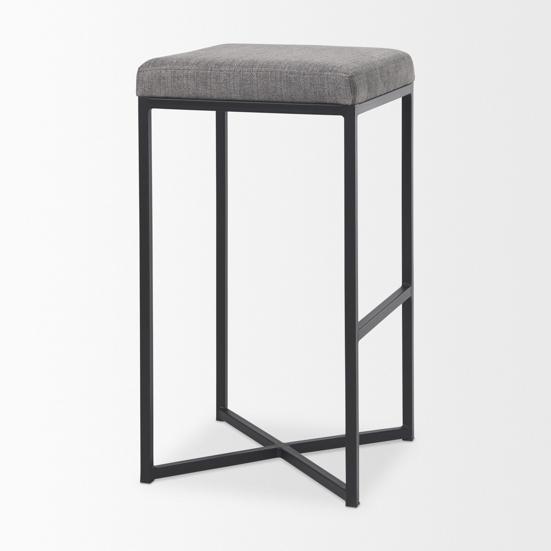 Frodo 16.5L x 16.5W x 29.75H Gray Fabric Seat with Black Iron Frame Bar Stool, Counter & Bar Stool by Mercana, 16.54" length x 16.54" width x 30.32" height View 6