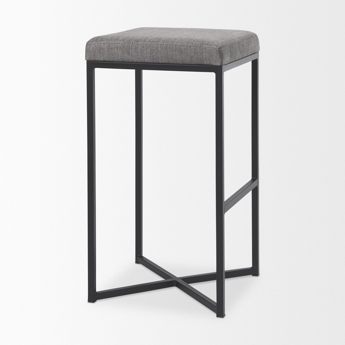 Frodo Backless 29.75in Seat Bar Stool | Gray Fabric with Black Iron, Counter & Bar Stool by Mercana, 16.54" length x 16.54" width x 30.32" height View 6
