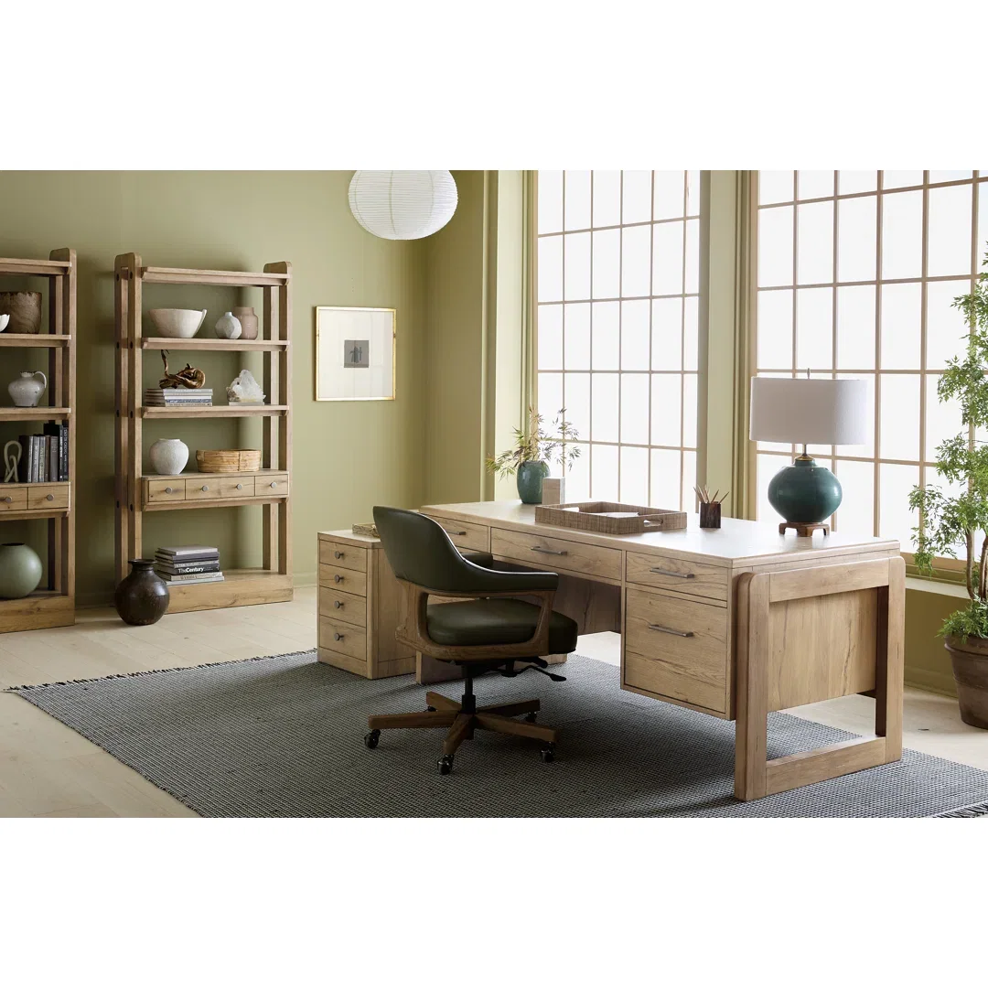 EC Leather Swivel Executive Chair, Office Chair by Hooker Furniture, 24" width x 33.75" height x 26.25" depth View 4