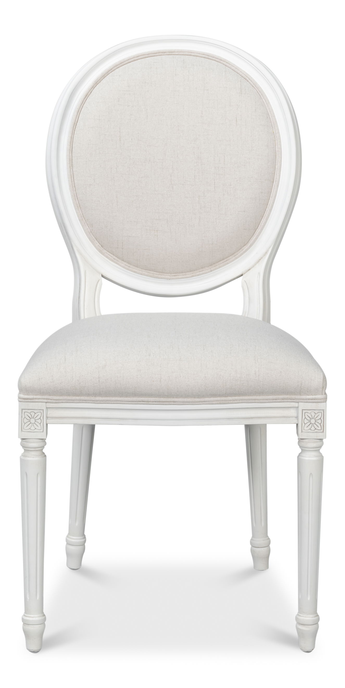 Hugo Oval Side Chair, Cortina White, Dining Chair by Sarreid, 45659" length x 23" width x 38" height View 2